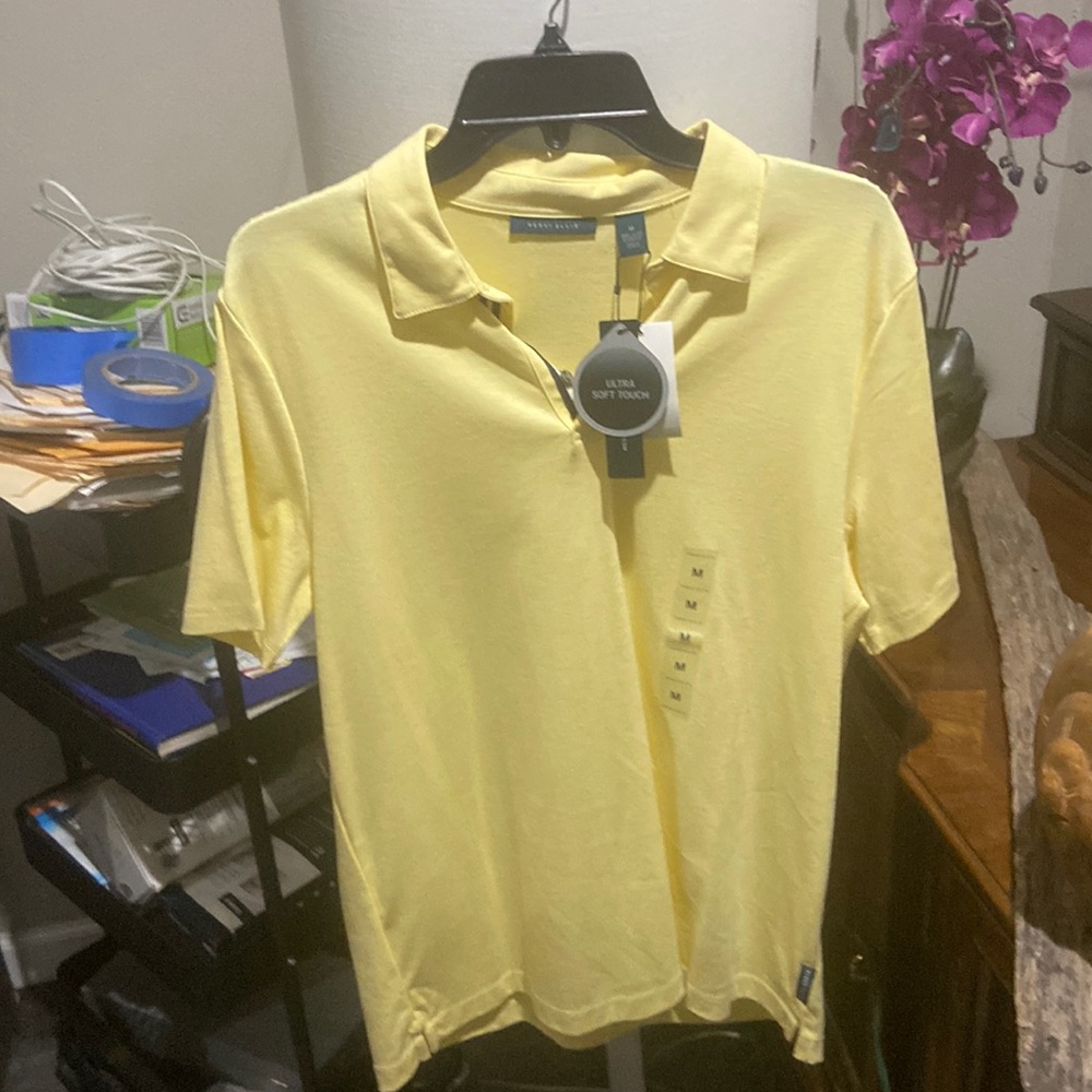 Perry Ellis polo shirt sleeve yellow